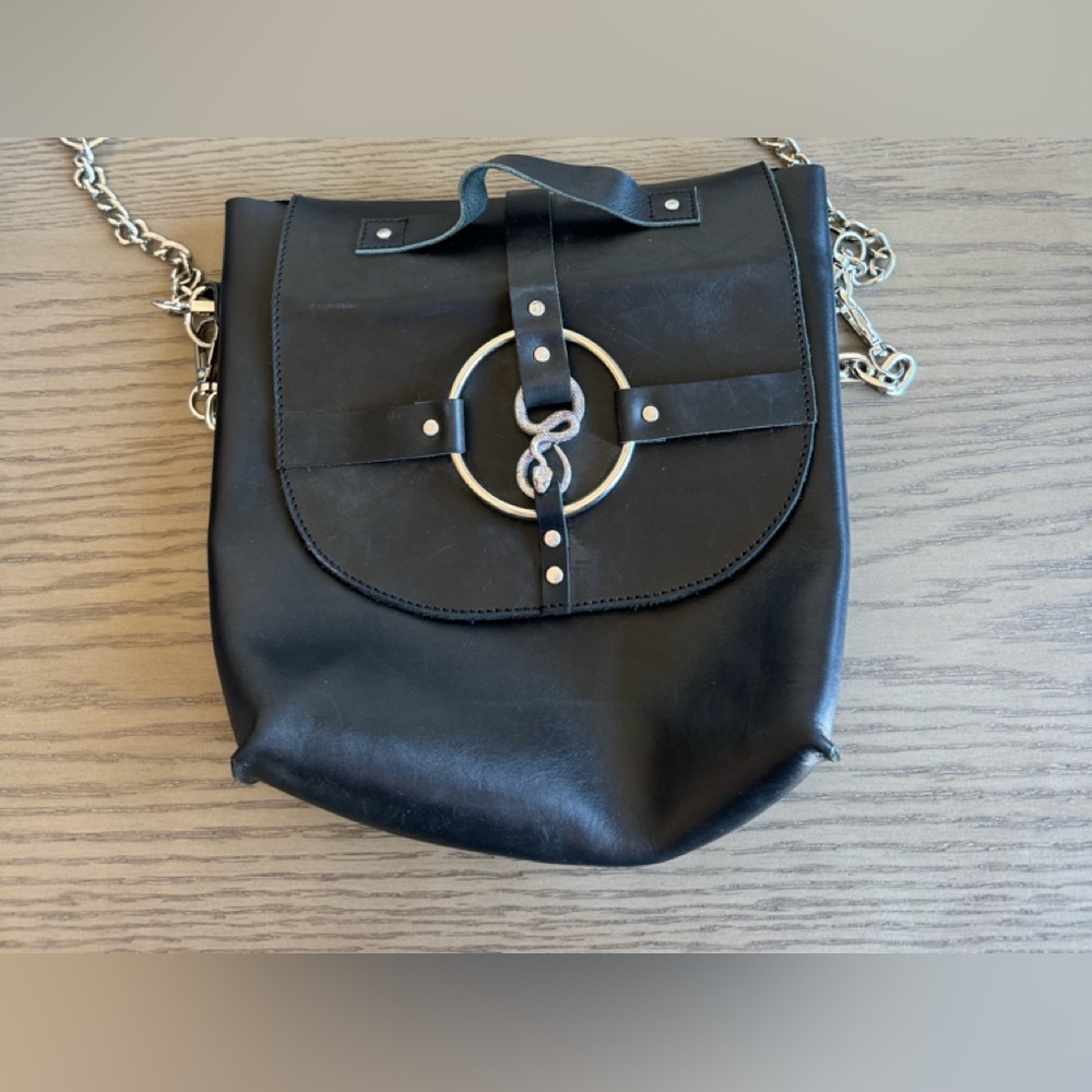 Crossbody leather snake bag